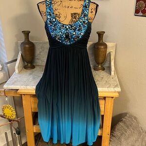 Jovani Black and Blue Embellished Mini Dress Size 8!!